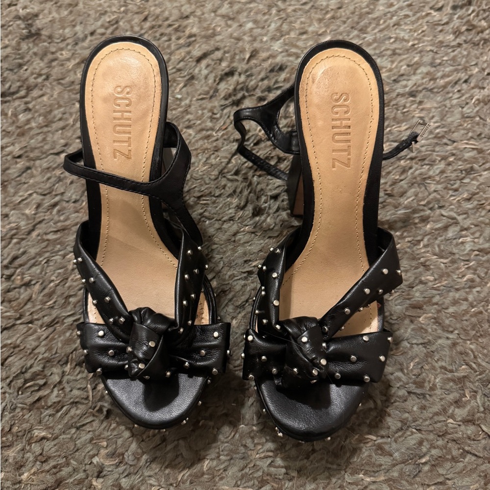 SCHUTZ Black Studded Heels